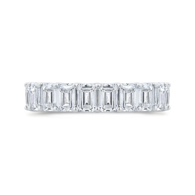 14K White Gold with Emerald Diamond Eternity Ring