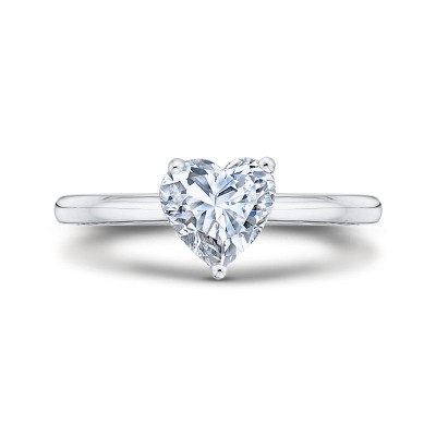 14K White Gold Heart Cut Diamond Solitaire Engagement Ring (Semi-Mount)