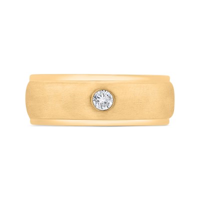 14K Yellow Gold with Round Diamond Men's Band
