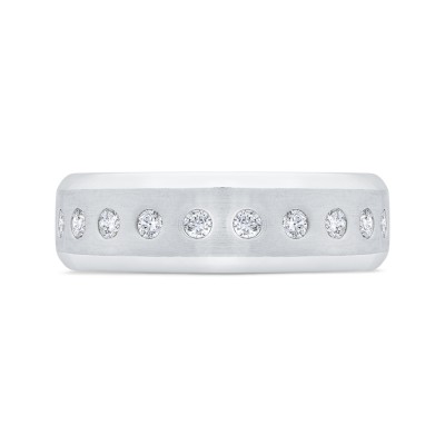 14K White Gold with Round Diamond Men's Band
