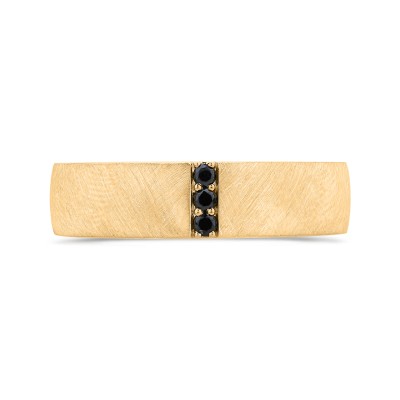 14K Yellow Gold with Round Black Diamond Men's Band