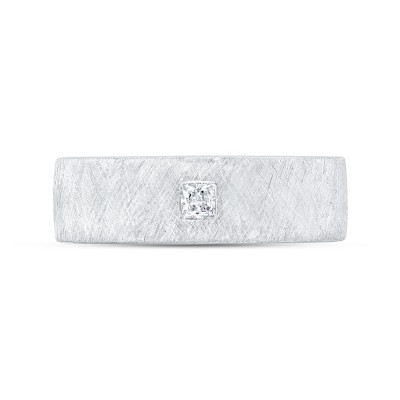 14K White Gold with Princess Diamond Men's Band