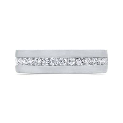 14K White Gold with Round Diamond Men's Band