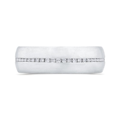 14K White Gold with Round Diamond Men's Band