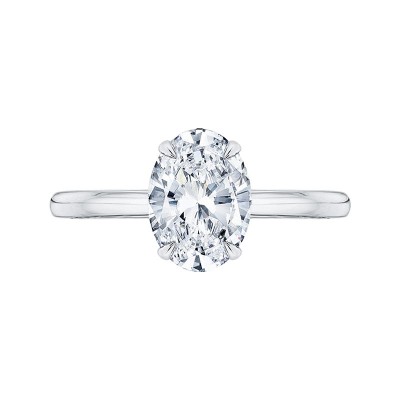 14K White Gold Oval Cut Diamond Solitaire Engagement Ring (Semi-Mount)