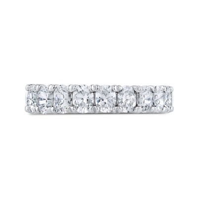 14K White Gold Oval Diamond Half-Eternity Wedding Band