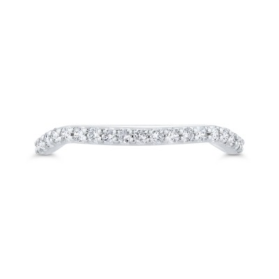 14K White Gold 3/4 Run Round Diamond Wedding Band