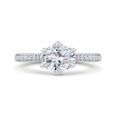 14K White Gold Oval Cut Diamond Engagement Ring (Semi-Mount)
