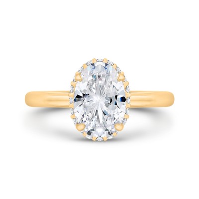 14K Yellow Gold Oval Cut Diamond Solitaire Engagement Ring (Semi-Mount)