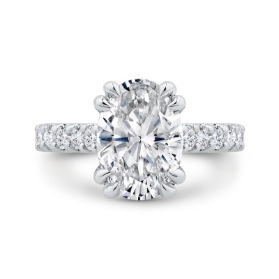 Oval Diamond Engagement Ring In 14K White Gold (Semi-Mount)