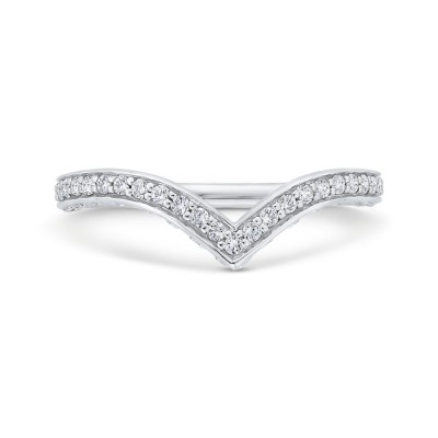 14K White Gold Round Cut Diamond Counter Wedding Band