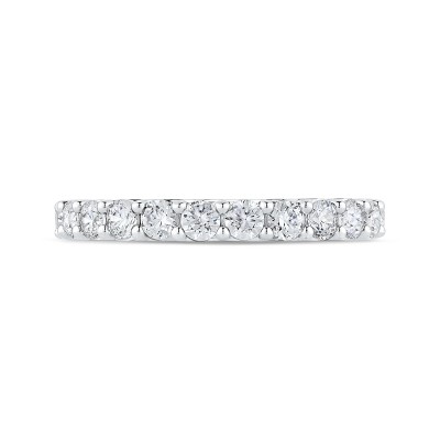 Round Diamond Half-Eternity Wedding Band In 14K White Gold