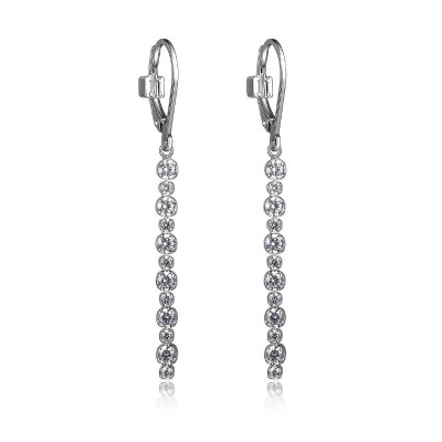 Lady's White Sterling Silver Leverback Earrings