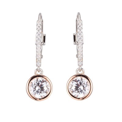 Lady's Two Tone Sterling Silver Leverback Earrings