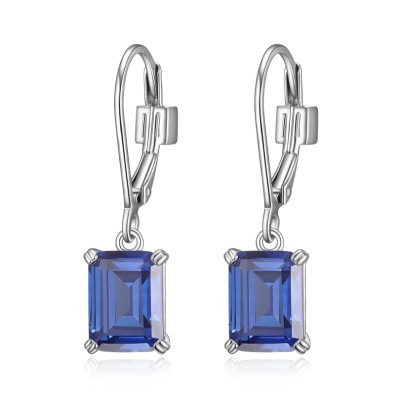 Lady's Silver Polished Sterling Silver Leverbacks Earrings