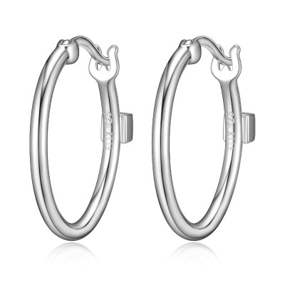 Lady's Silver Polished Sterling Silver Hoops Earrings