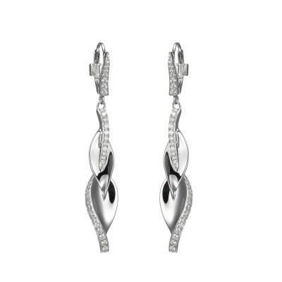 Lady's Silver Polished Sterling Silver Leverback Earrings