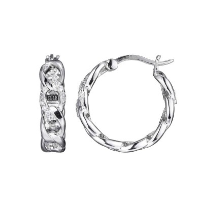Lady's White Sterling Silver Hoop Earrings