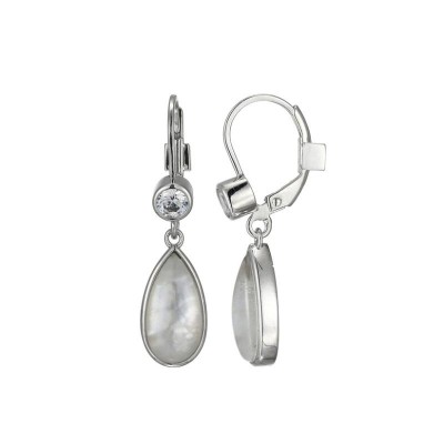 Sterling Silver Crystal & Mother of Pearl Earrings