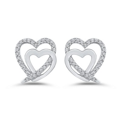 10K White Gold 1/5 Ct Diamond Fashion Earrings