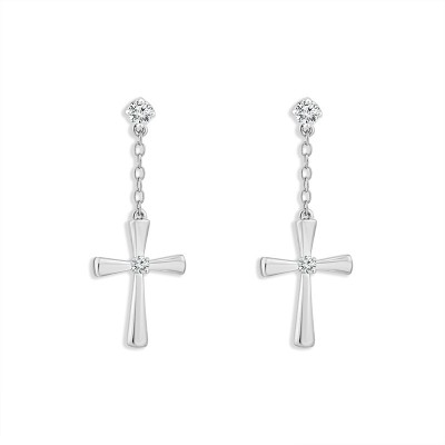 Diamond Cross Earrings