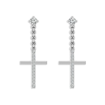 Diamond Cross Earrings