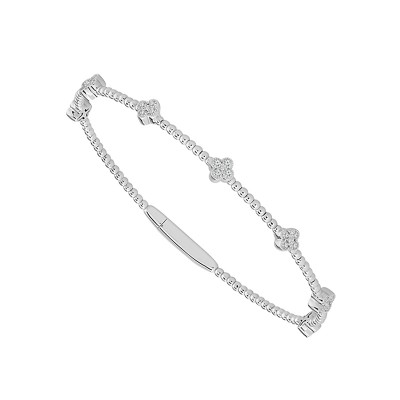 14K White Gold Diamond Flex Bangle 3/8ctw