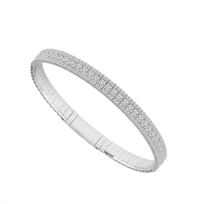 14K White Gold Diamond Flex Bangle 2 7/8ctw