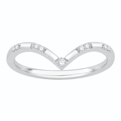 Lady's White 10 Karat Curved Wedding Band