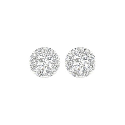 14KW Round Halo Earrings