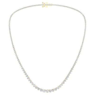 14KY 10ctw 3-Prong Riviera Necklace
