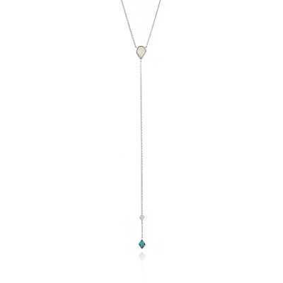 TURQUOISE AND OPAL COLOUR Y NECKLACE