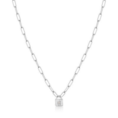 Silver Chunky Chain Padlock Necklace