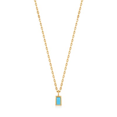 GOLD TURQUOISE DROP PENDANT NECKLACE