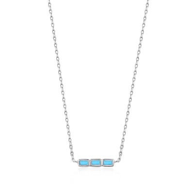 SILVER TURQUOISE BAR NECKLACE
