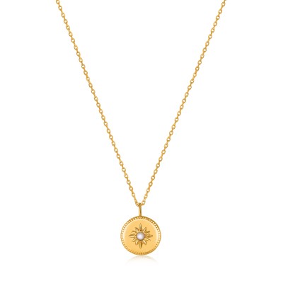 GOLD MOTHER OF PEARL SUN PENDANT NECKLACE