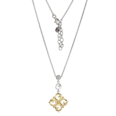 Two-Tone Polished Sterling Silver Free Form Charm Necklace