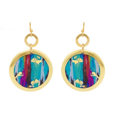 Boho Blue Dangle Disc Earrings
