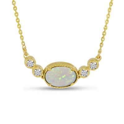 Oval October Birthstone & Diamond Necklace