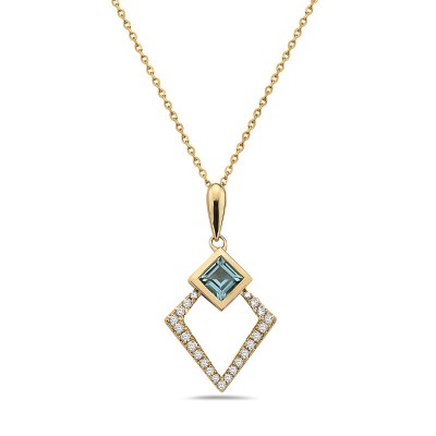 Blue Topaz & Diamond Pendant