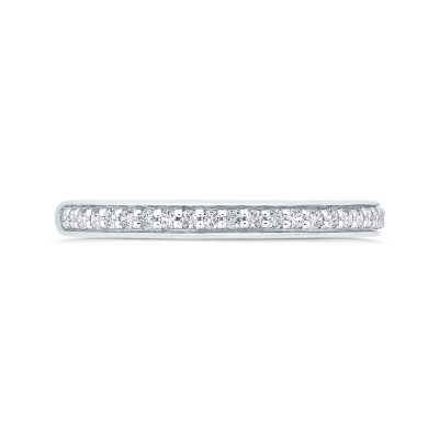 14K White Gold Round Half Run Diamond Wedding Band