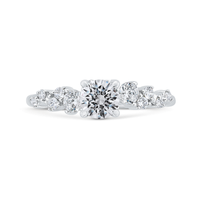 14K White Gold Round Cut Diamond Engagement Ring (Semi-Mount)