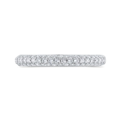 14K White Gold Diamond Wedding Band with Round Shank