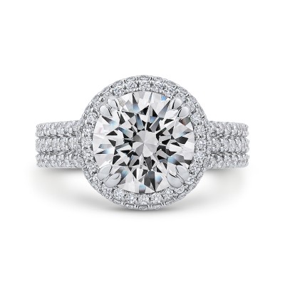 18K White Gold Round Cut Diamond Engagement Ring (Semi-Mount)