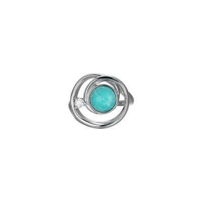 Sterling Silver Amazonite & Moissanite Ring