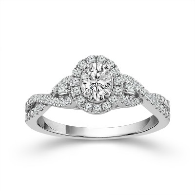 14K White Gold Infinity Halo Engagement Ring