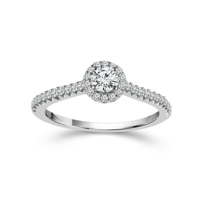 14K White Gold 1/2Ctw Halo Engagment Ring