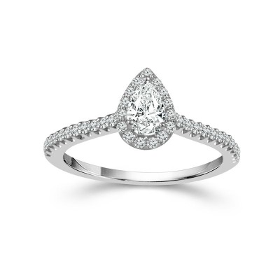 14K White Gold 1/2Ctw Halo Engagment Ring