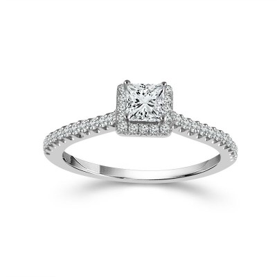 14K White Gold 1/2Ctw Halo Engagment Ring