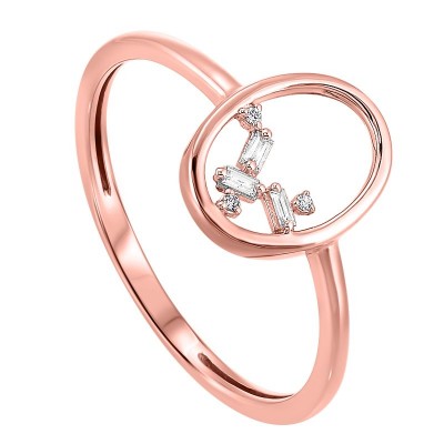 14K Rose Scattered Bagg Dia Ring  .03Ctw